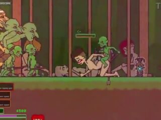Captivity &vert; podium 3 &vert; naakt vrouw survivor fights haar manier door hard omhoog goblins maar fails en krijgt geneukt hard slikken liters van sperma &vert; hentai spelletje gameplay p3