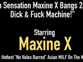 Mamalhuda asiática maxine x cona fode 24 polegada manhood & mechanical caralho toy&excl;