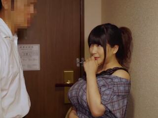 Japanese Delivery Health gorgeous Busty Student Accidentally initiates Door on Teacher Customer