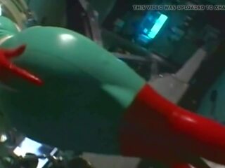 Well known japanese nurse milks peter in red latex gloves