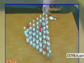Subtitruota japoniškas mėgėjiškas bowling žaidimas su seksas keturiese